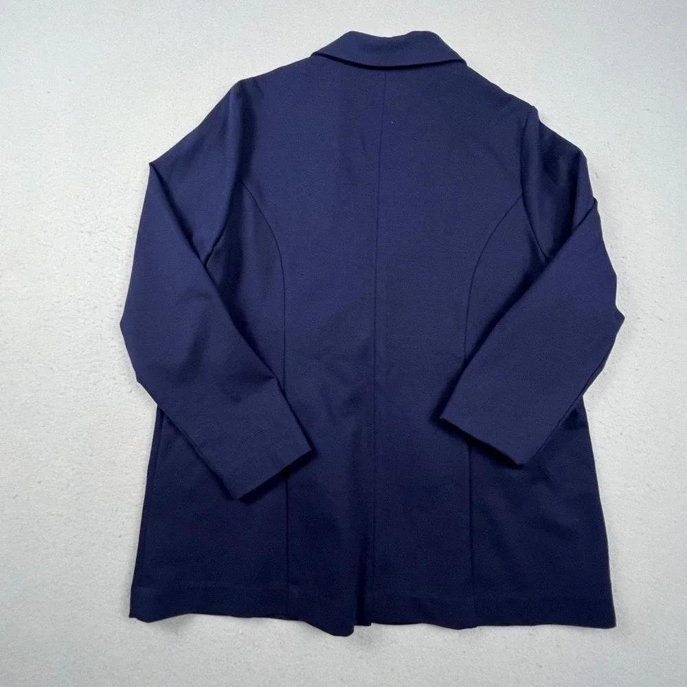 Liverpool Blazer Women XL Cadet Blue Open Front Ponte Knit Professional
